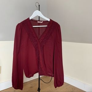 Burgundy Wrap Style Blouse